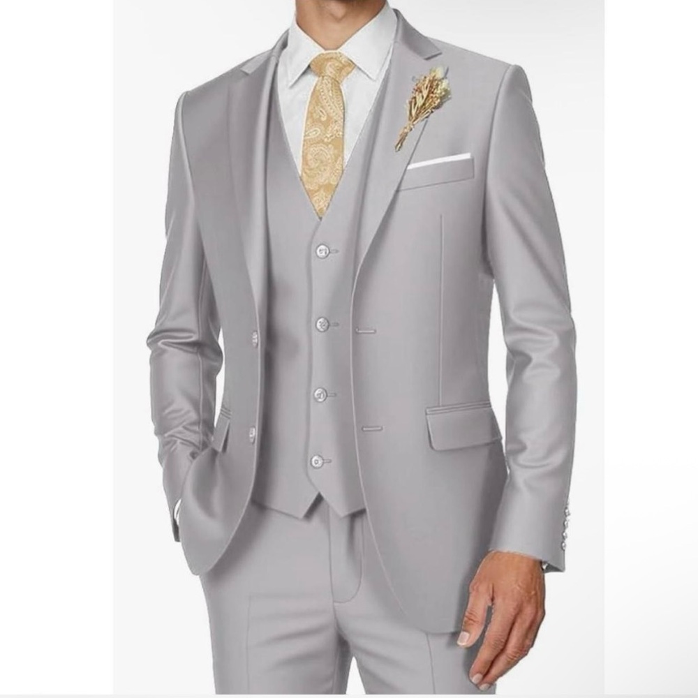 Suitsupply Light Gray Suit with Gold Accents